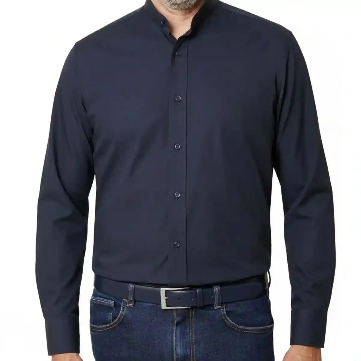 Chemise française Homme | Col Mao | Bleu Marine