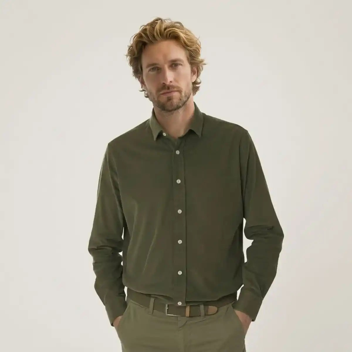 Chemise française Velours Kaki