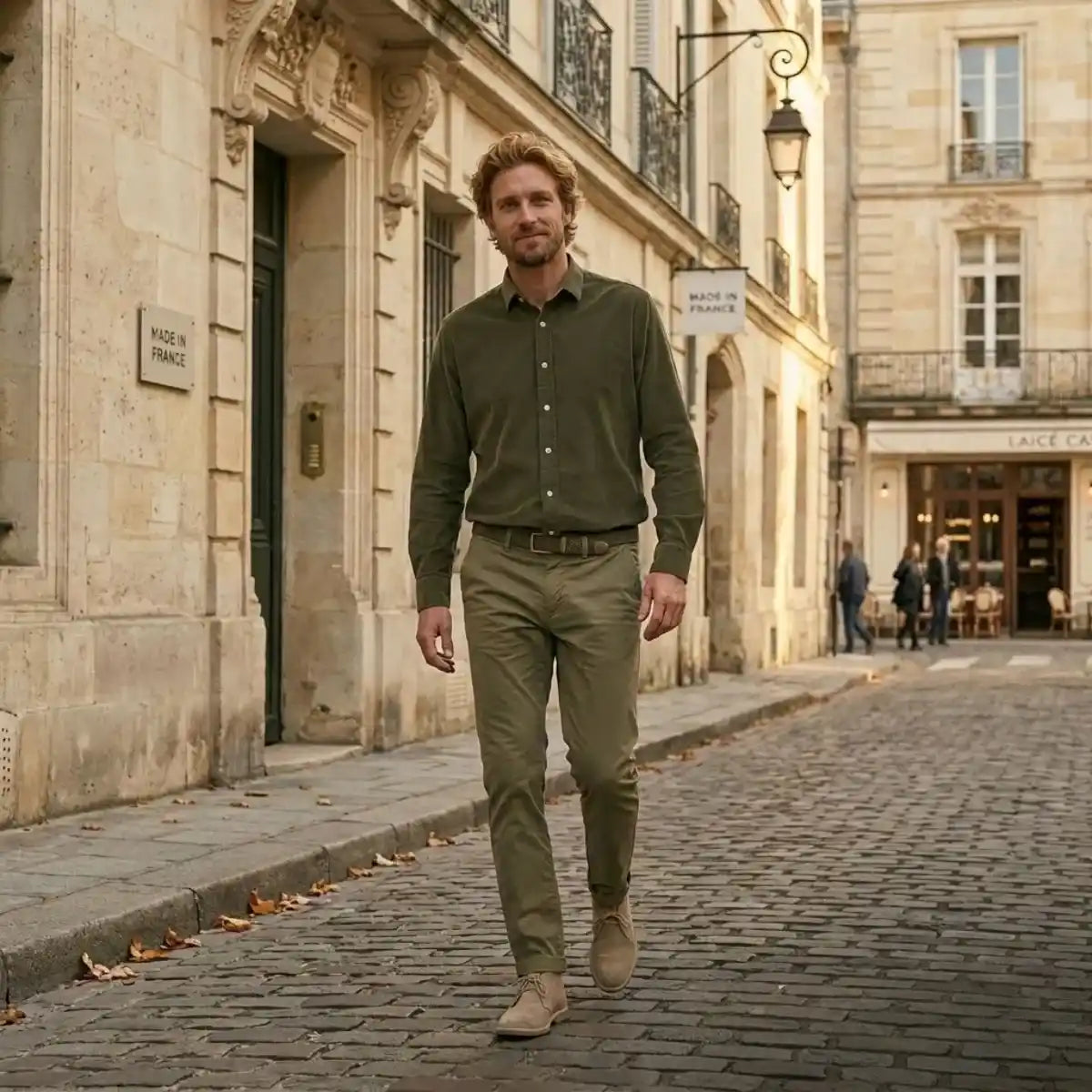 Chemise française Velours Kaki