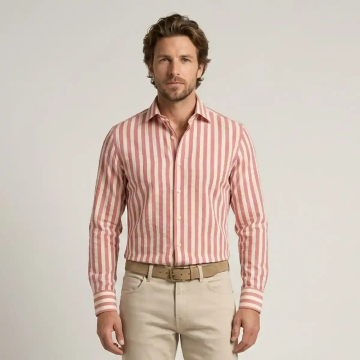 CHEMISE RAYEE HOMME | FUSCHIA TEMP - Chemise française