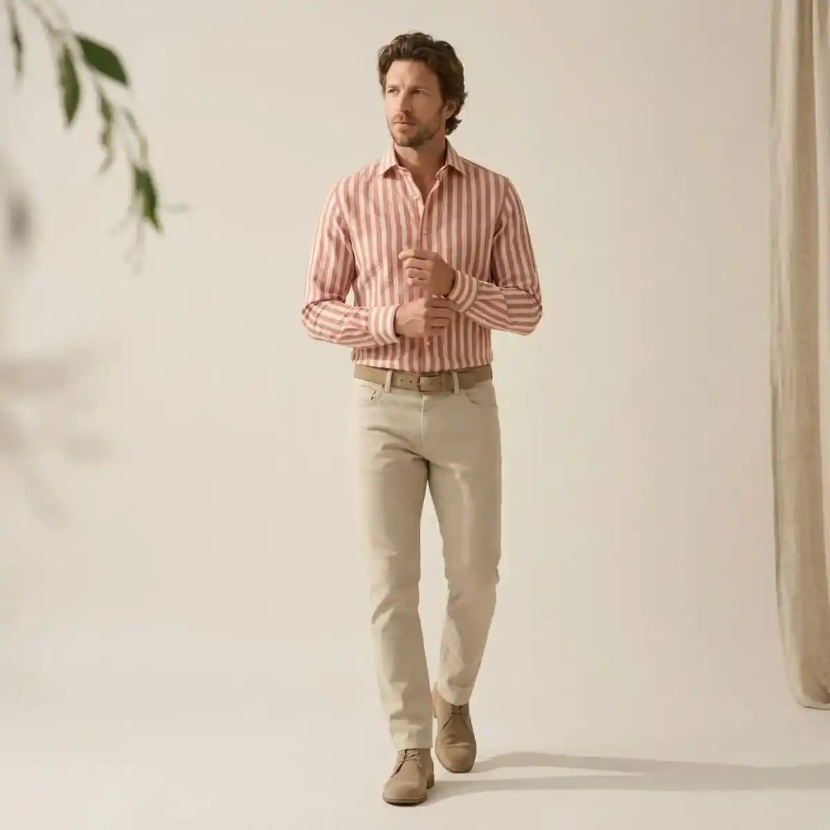 CHEMISE RAYEE HOMME | FUSCHIA TEMP - Chemise française