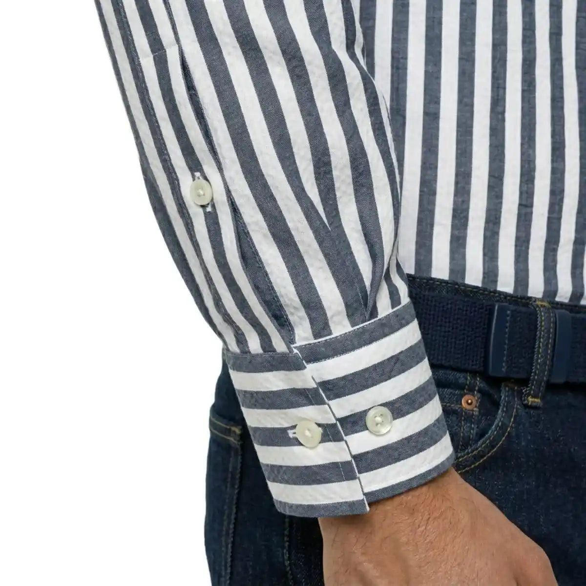 CHEMISE RAYEE HOMME | MARINE TEMP - Chemise française