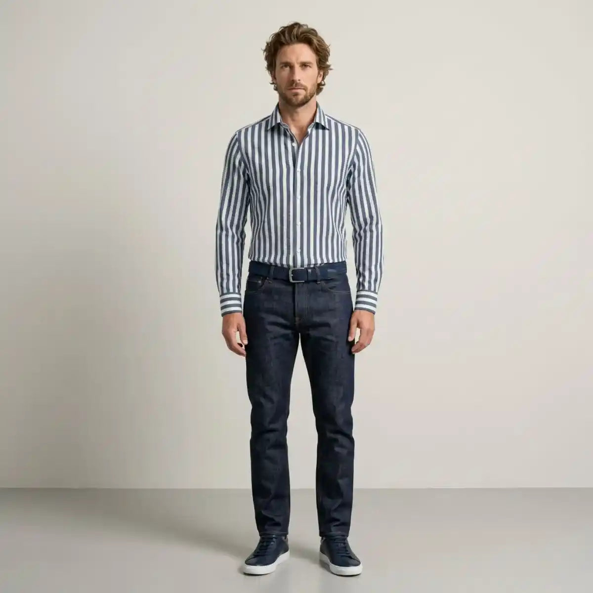 CHEMISE RAYEE HOMME | MARINE TEMP - Chemise française