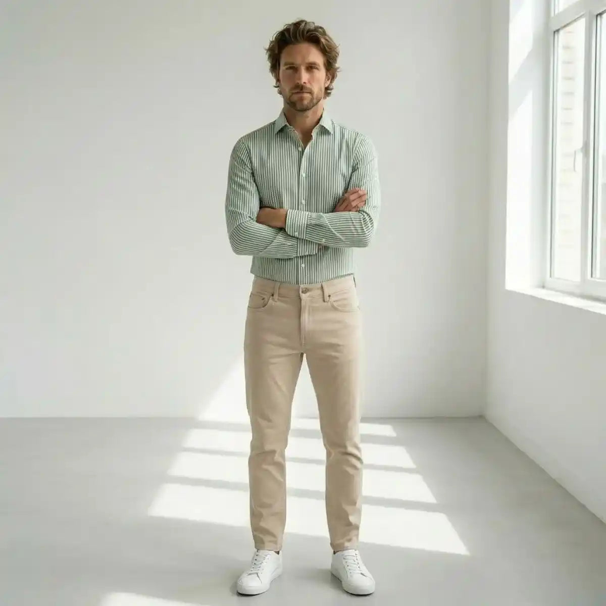 CHEMISE RAYEE HOMME | VERTE TEMP - Chemise française