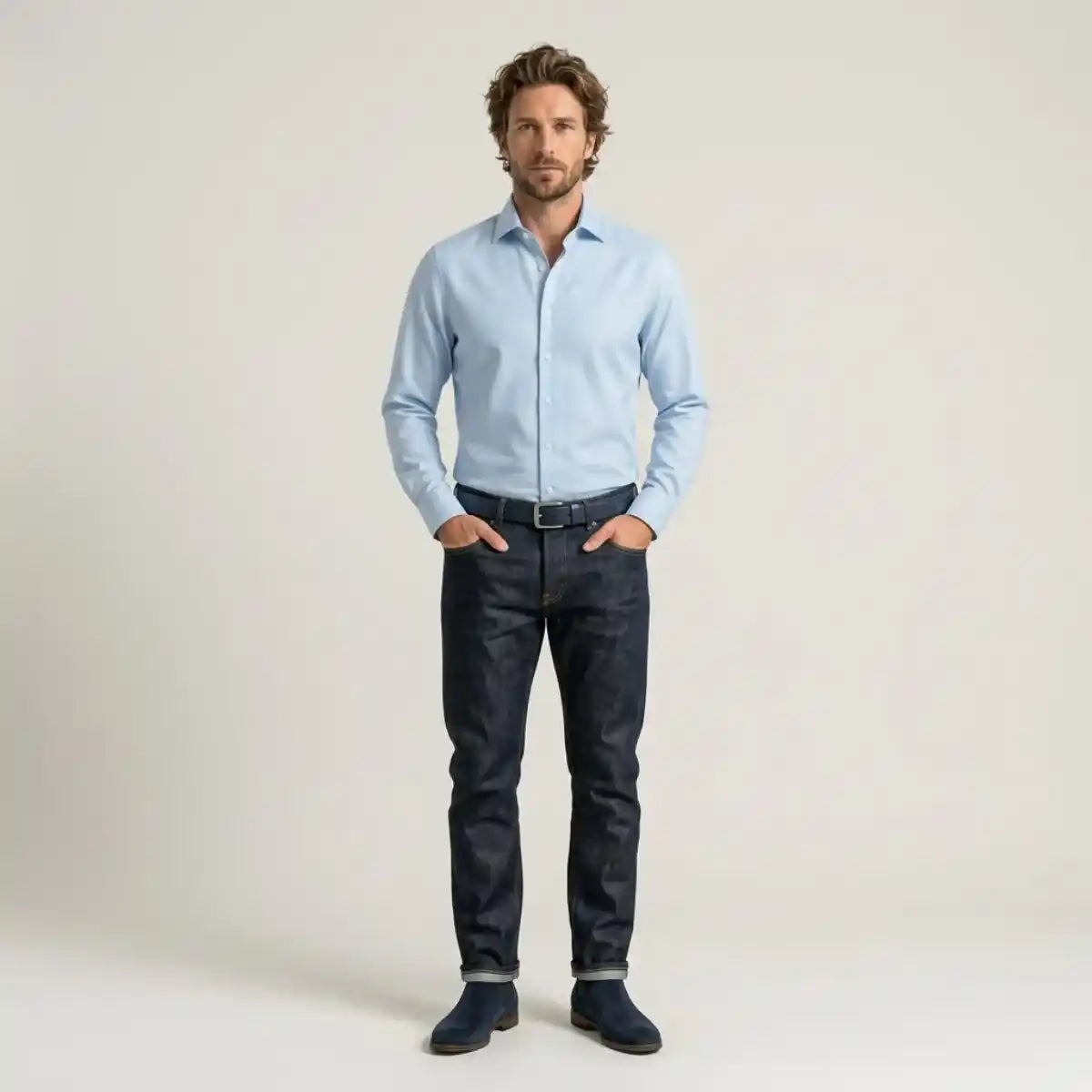 CHEMISE TWILL HOMME | BLEU TEMP