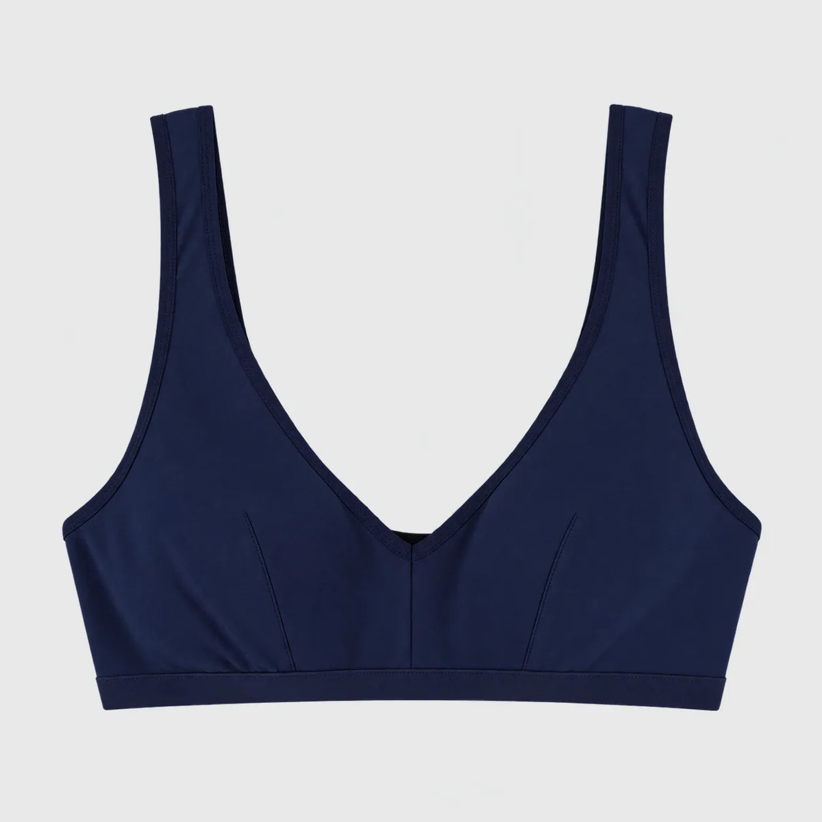 Brassière à pince bleu marine en coton bio, sans armatures, décolleté en V