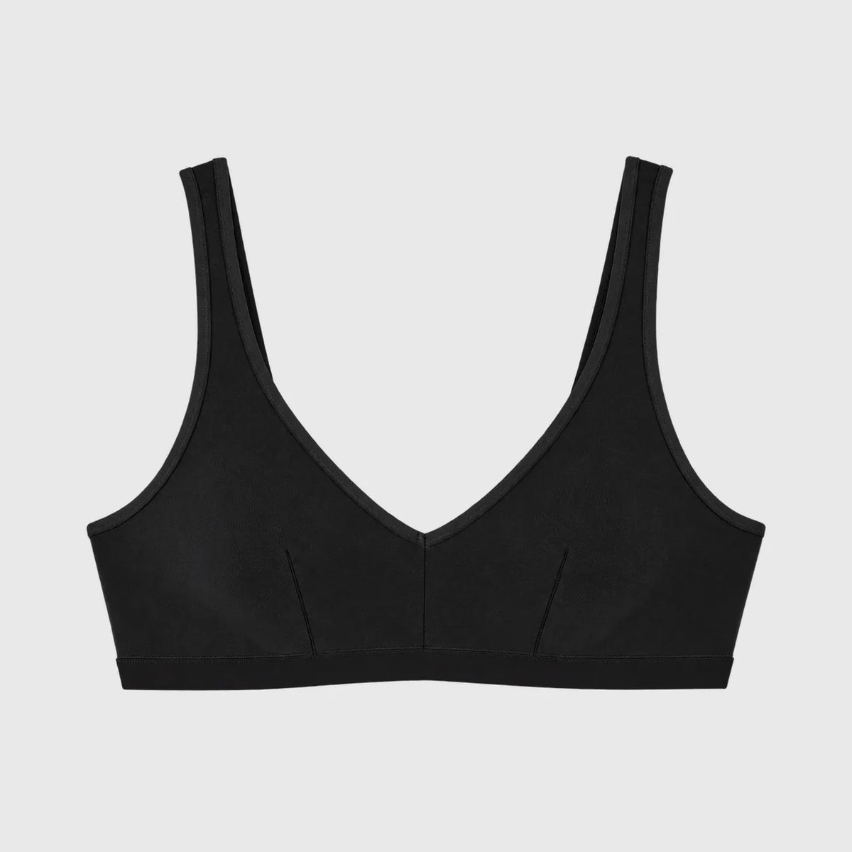 Brassière à pince noire en coton bio, sans armatures, décolleté en V