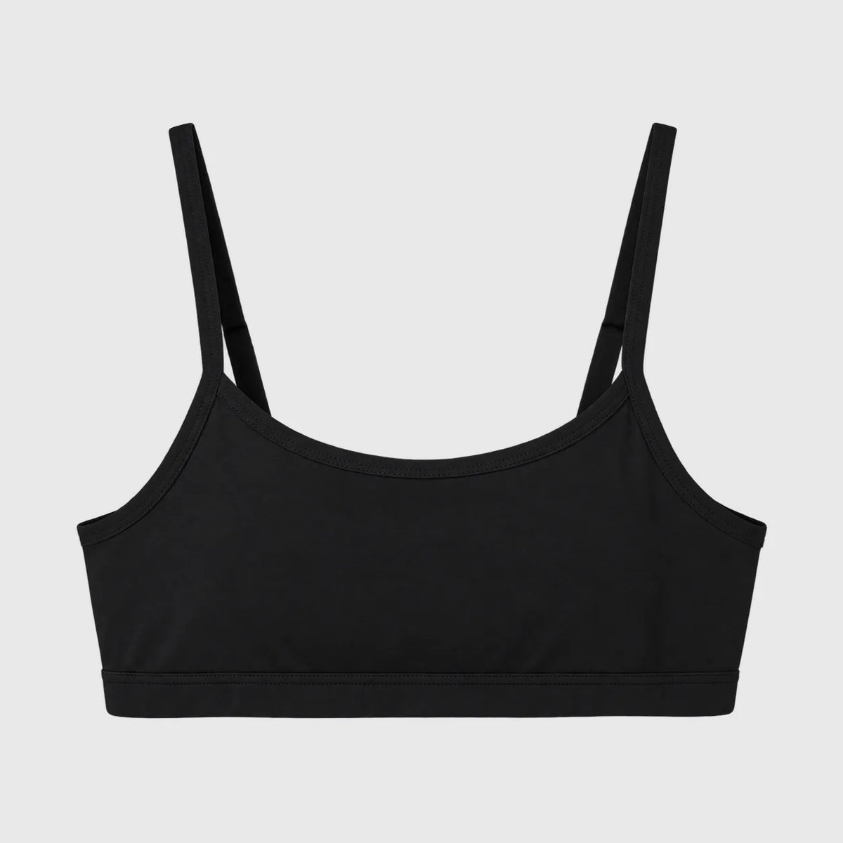 Brassière noire en coton et modal à fines bretelles réglables, sans armatures