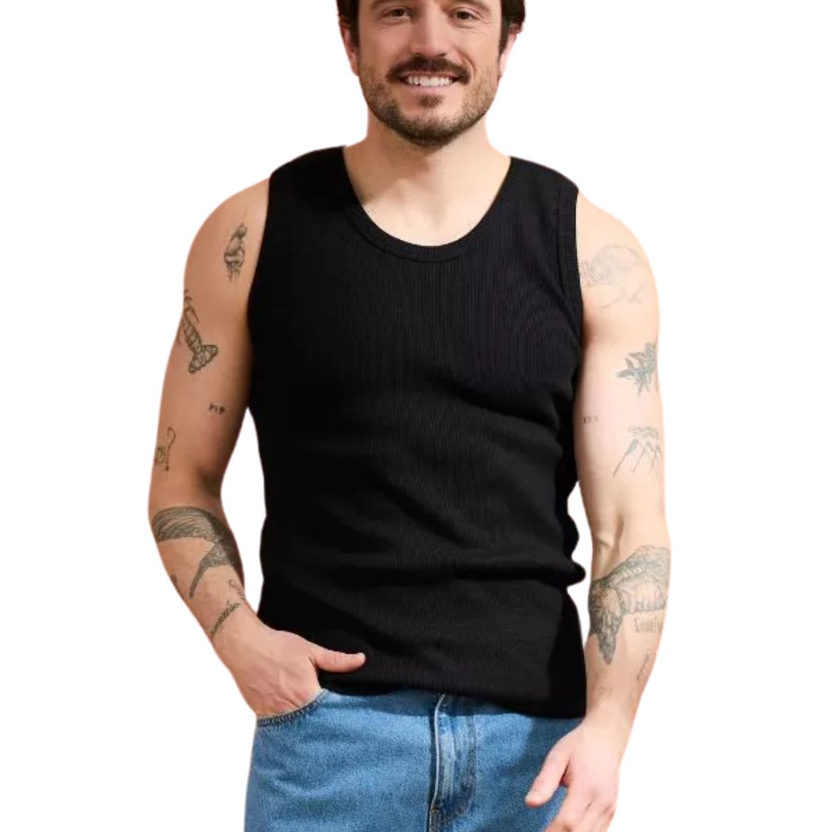Débardeur homme Noir côte 2x2