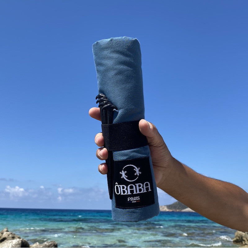 Drap de plage FAMILLE Bleu pétrole 230x215