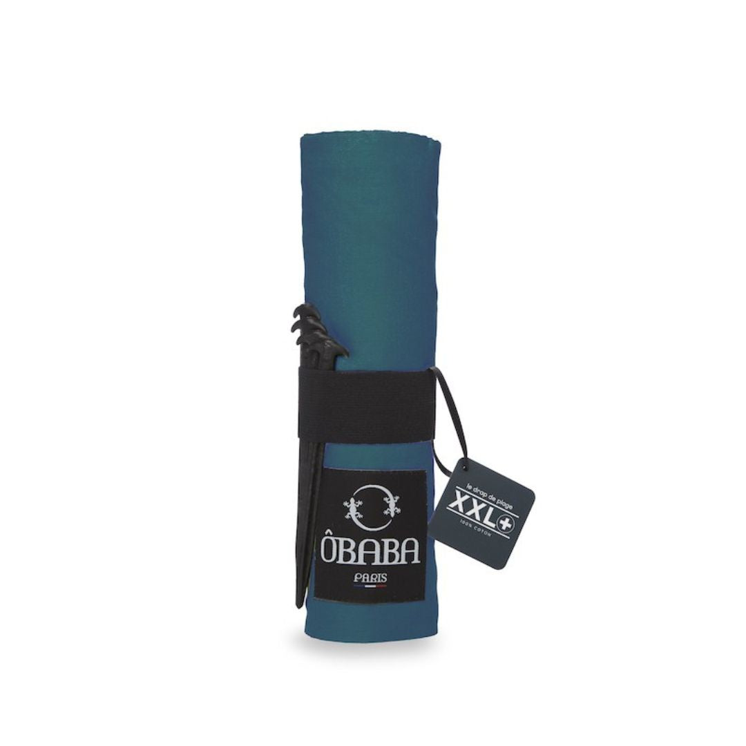 Drap de plage FAMILLE Bleu pétrole 230x215