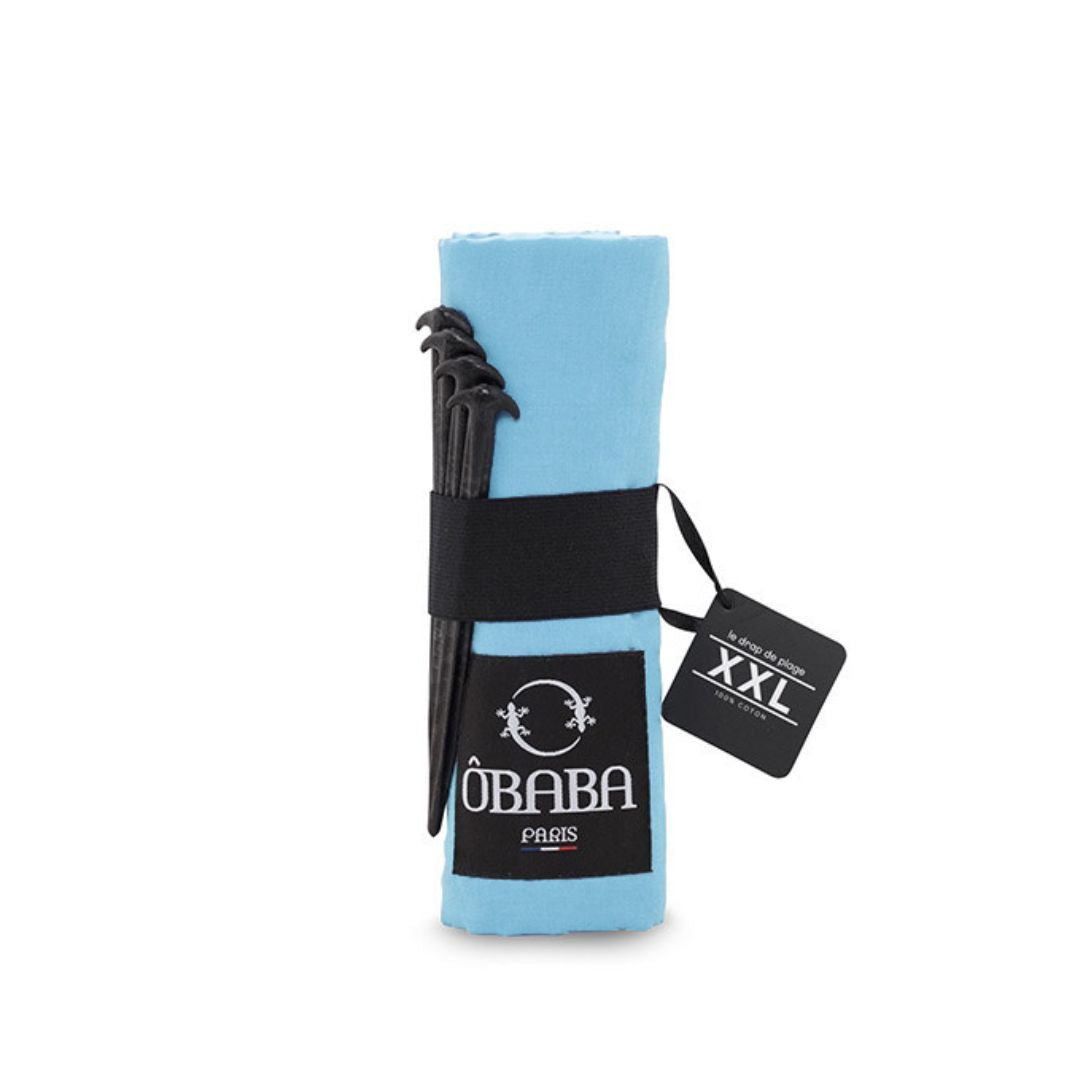 Drap de plage XXL 160x215 - bleu clair