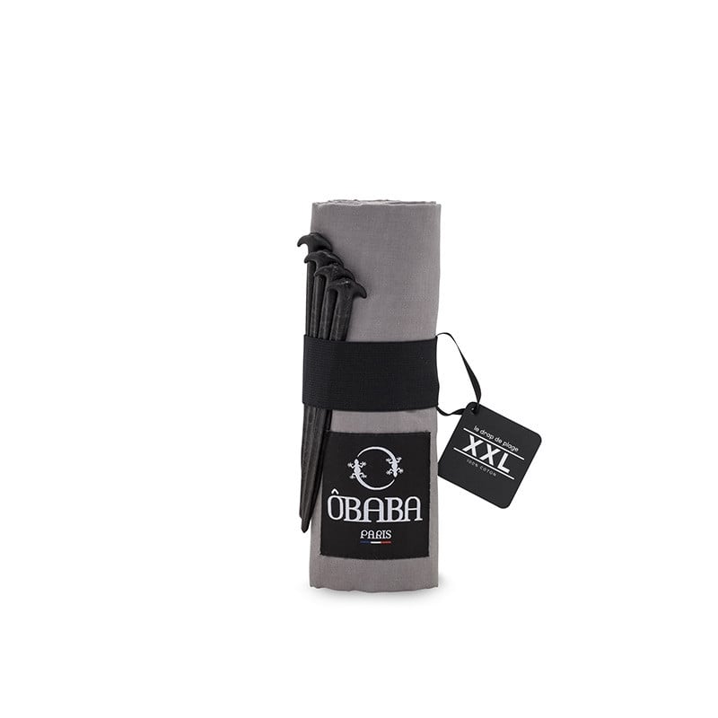 Drap de plage XXL 160x215 - gris