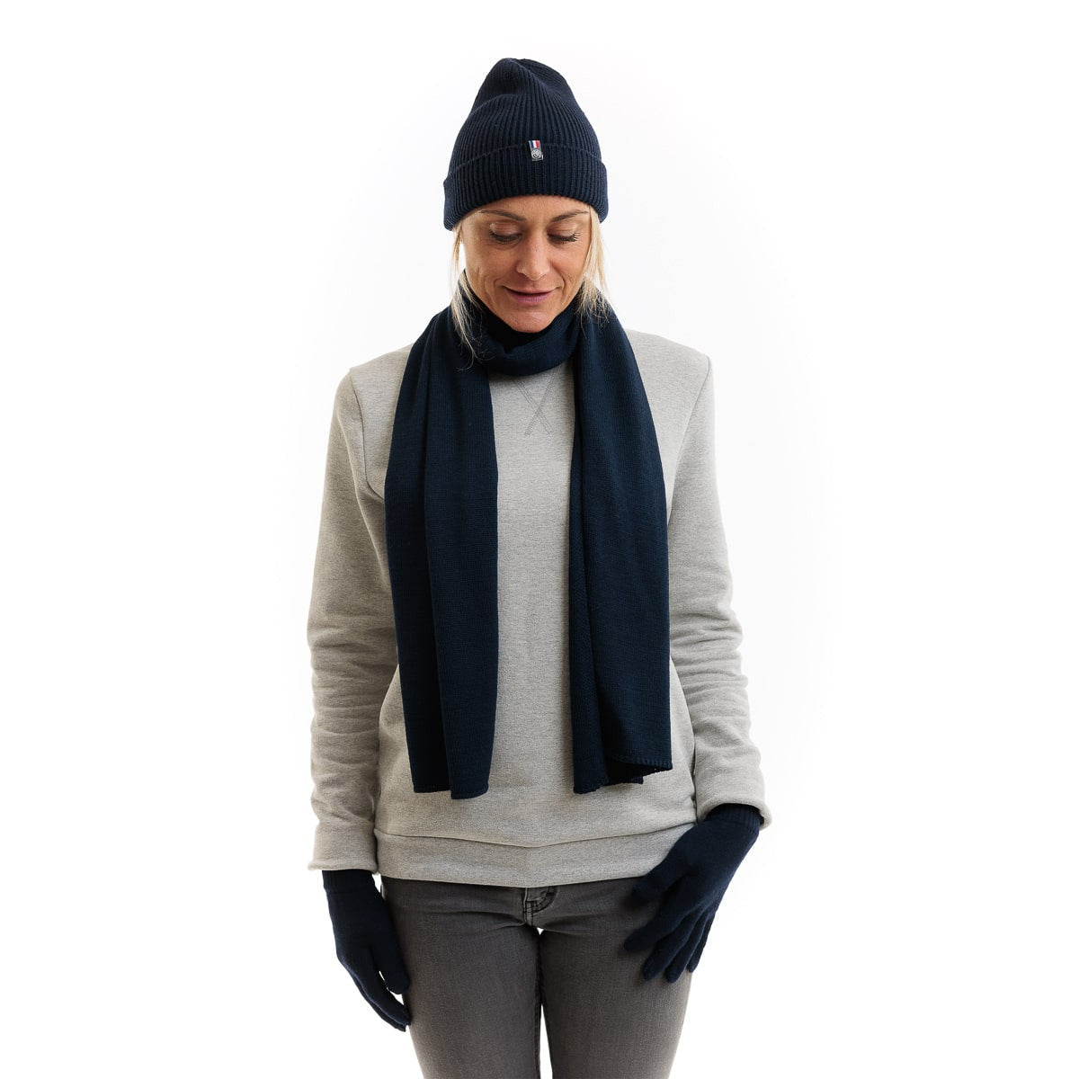 Echarpe en laine pour femme bleu marine