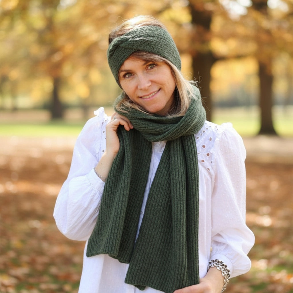 Echarpe en laine femme kaki