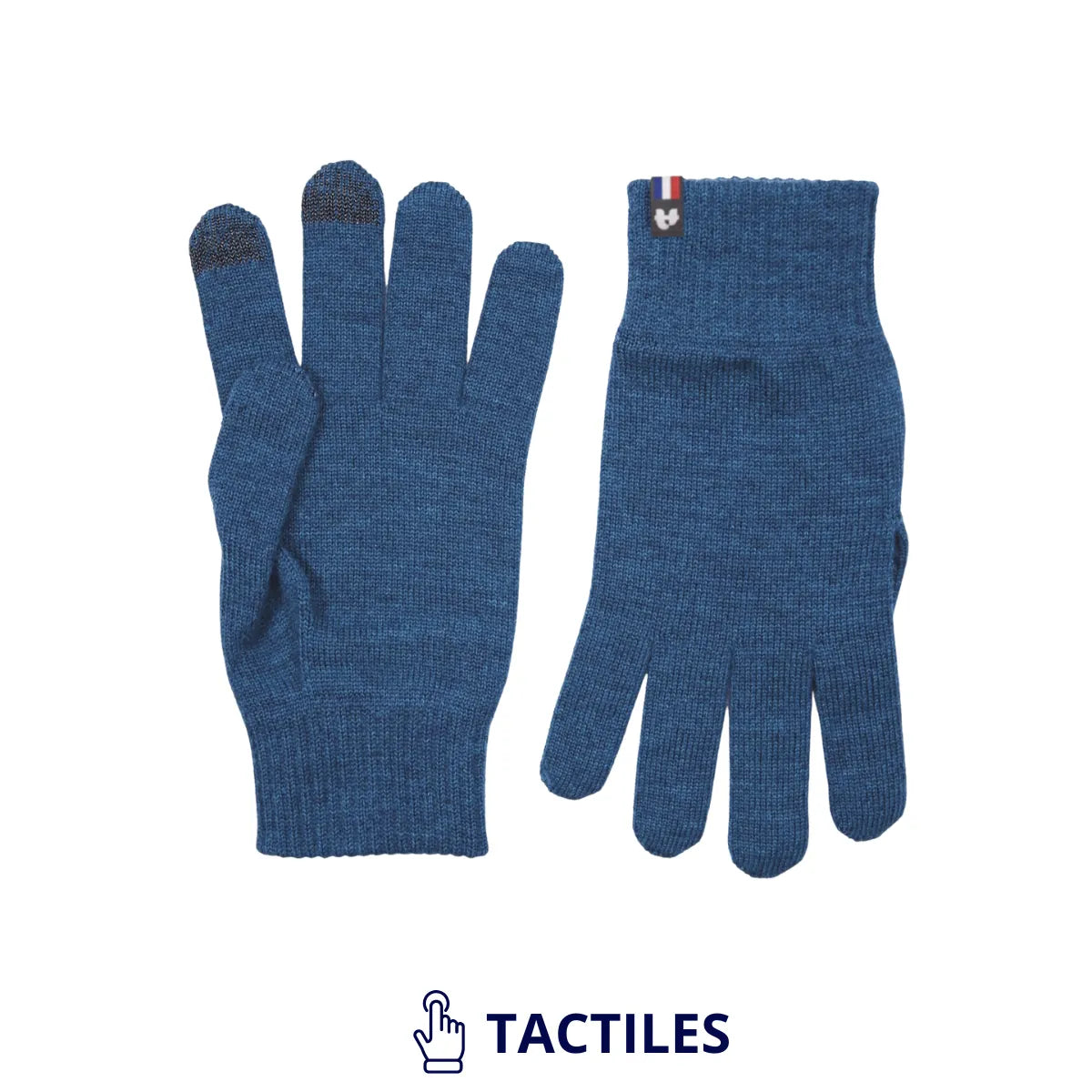 Gants tactiles homme bleu paon en laine mérinos, taille L/XL, vendus avec l'écharpe assortie
