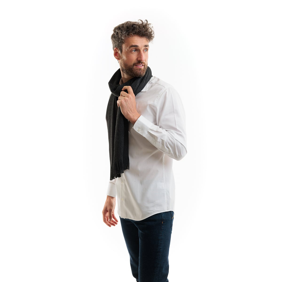Echarpe gris foncé pour homme en laine