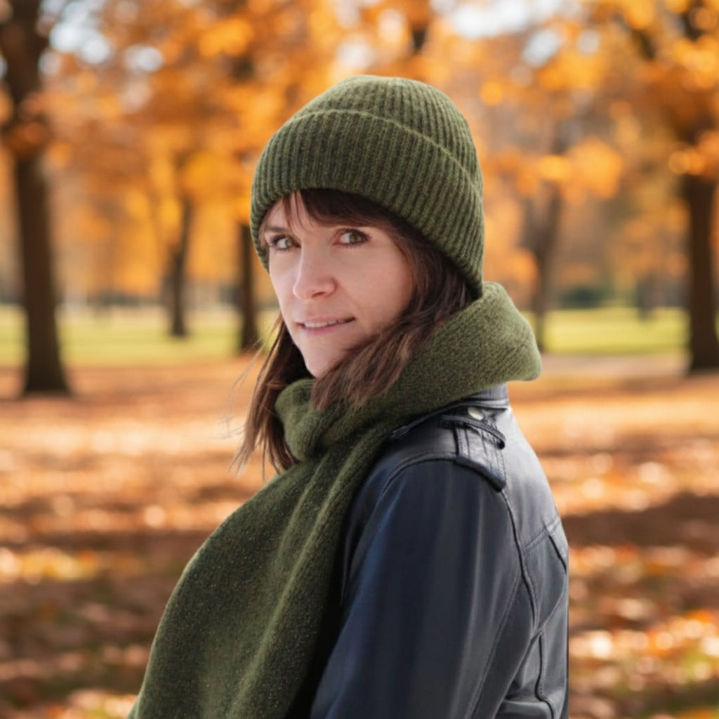 Echarpe Kaki pour femme en laine