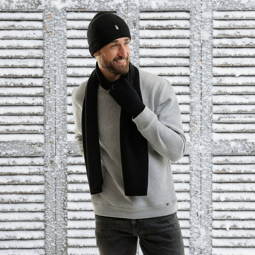  Echarpe homme en laine mérinos grise