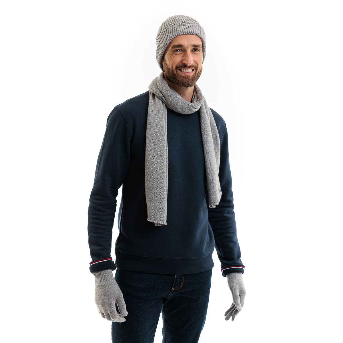  Echarpe homme en laine mérinos grise