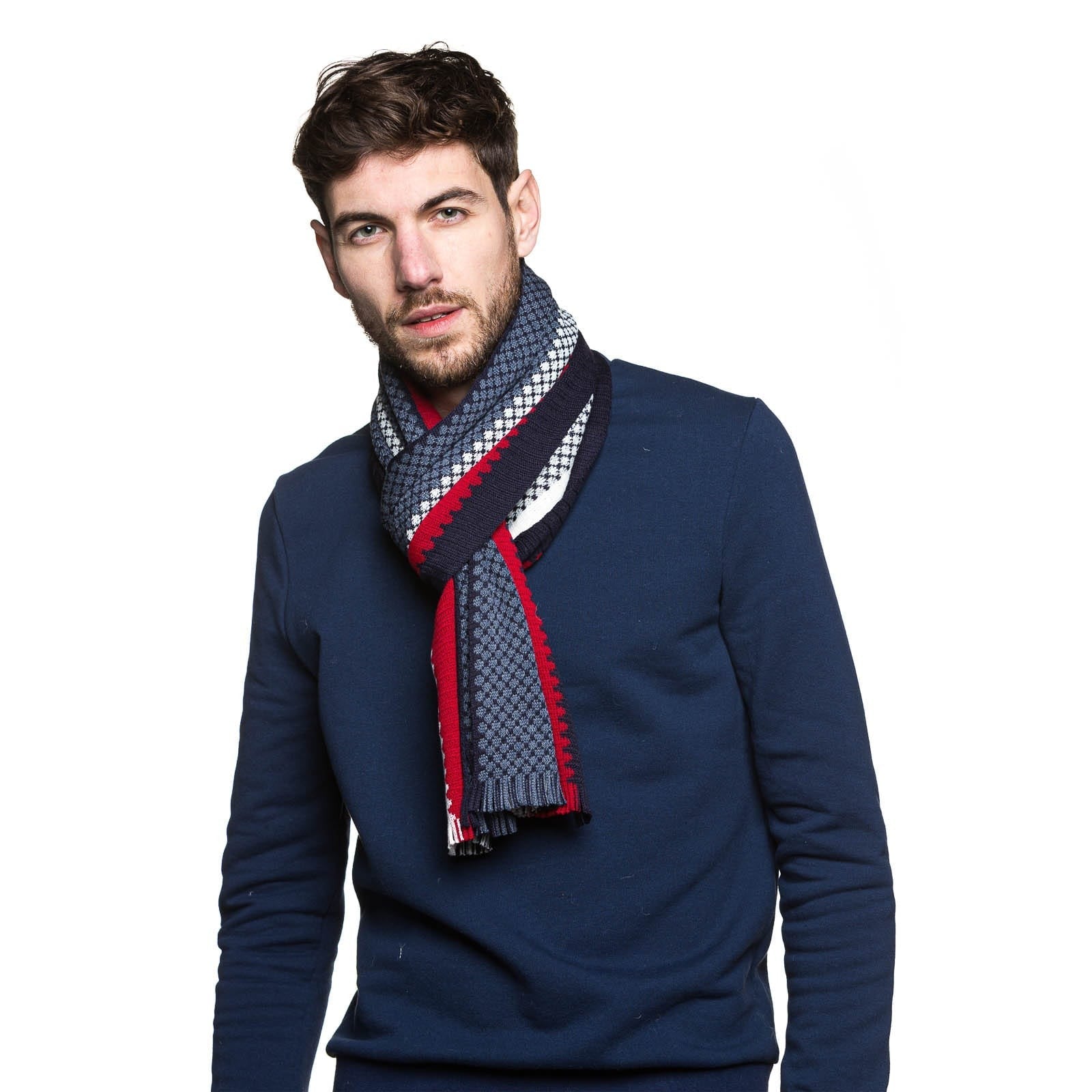 Echarpe pour homme bleu marine en laine