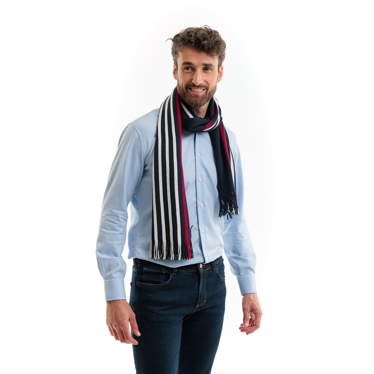 Echarpe laine homme bleu marine
