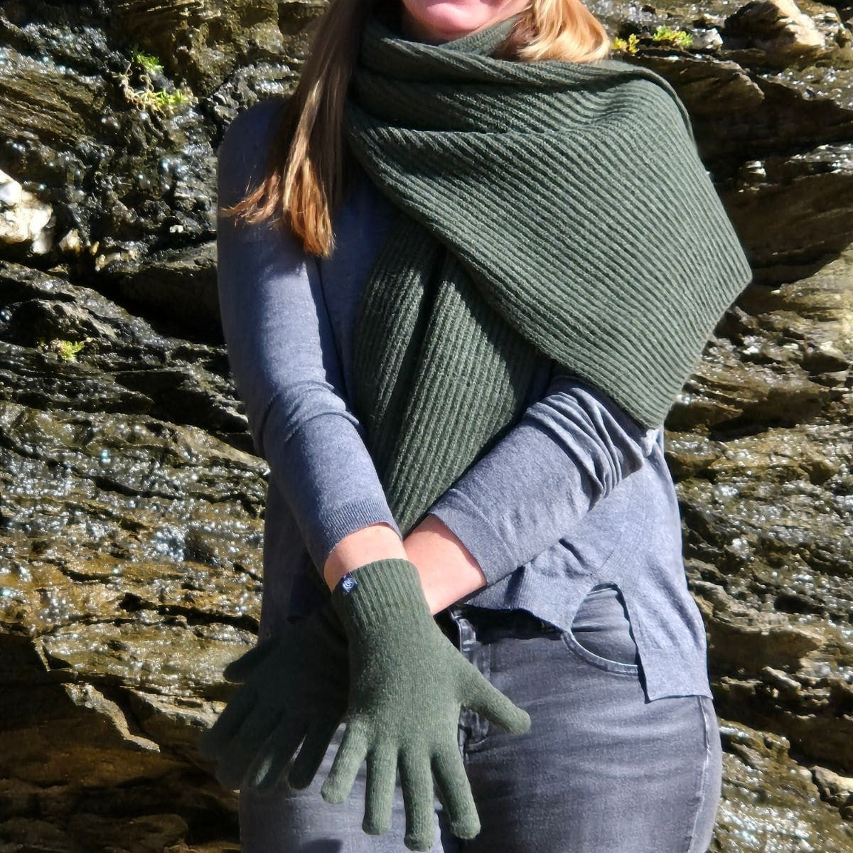 Gants femme Kaki en laine