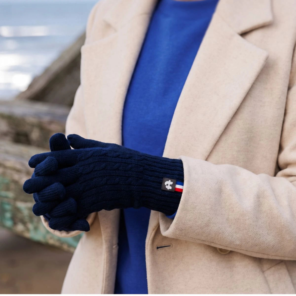 Gants torsadés femme en laine mérinos