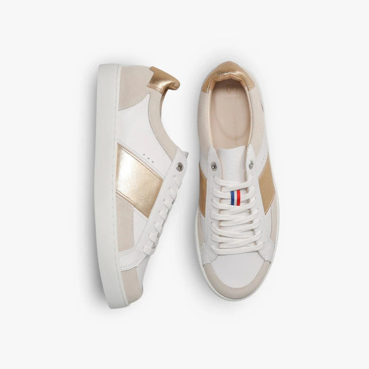 Basket française Hiba Blanc Or