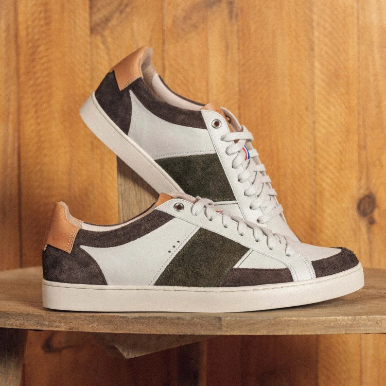 Basket française Hiba Créme Marron Kaki