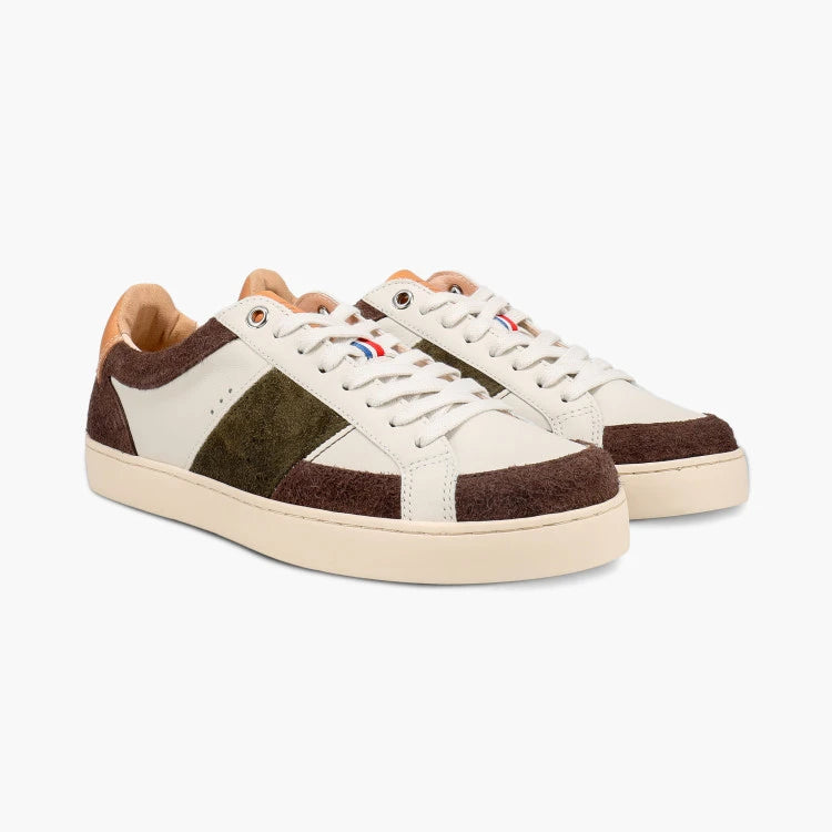 Basket française Hiba Créme Marron Kaki