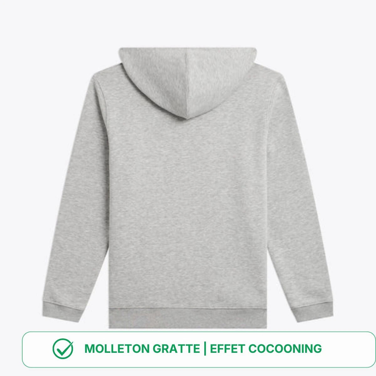 hoodie gris clair made in France en coton bio disponible taille S, M, L, XL, XXL