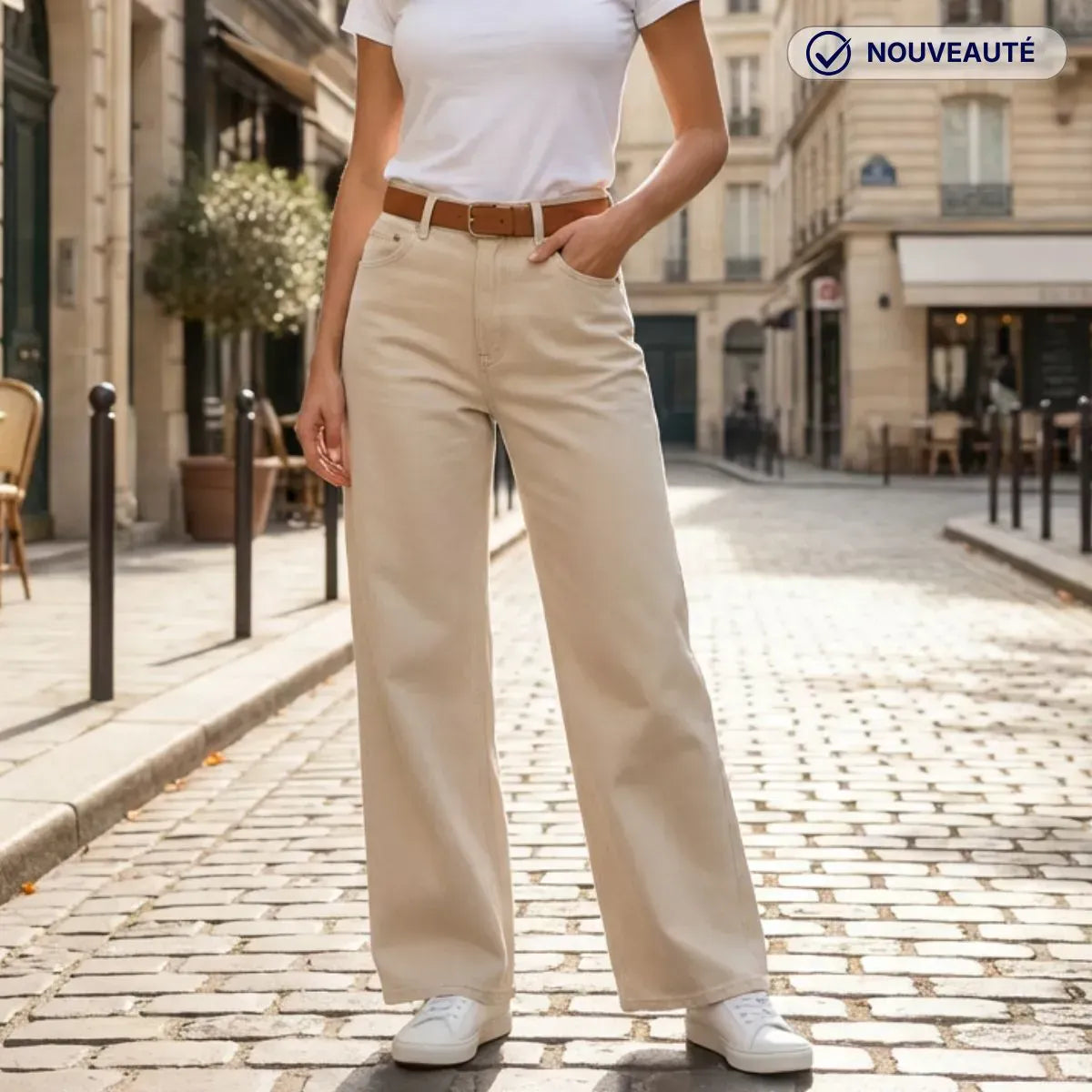 Jean Extra large femme taille haute | Ecru - JEAN