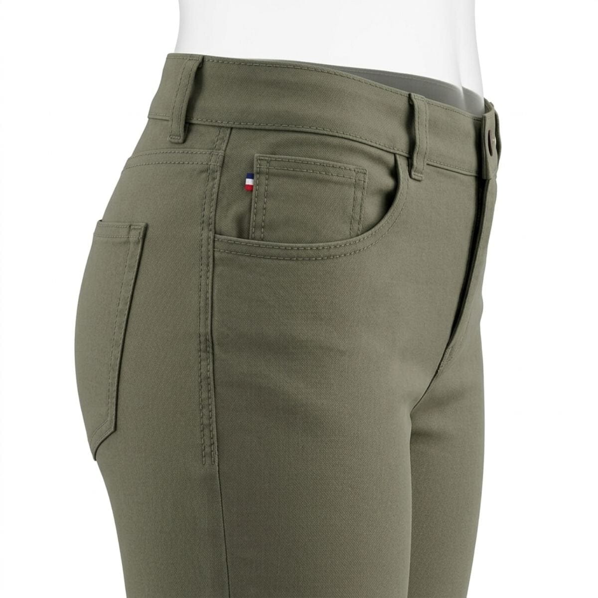 jean kaki pour femme coupe ajustée made in France