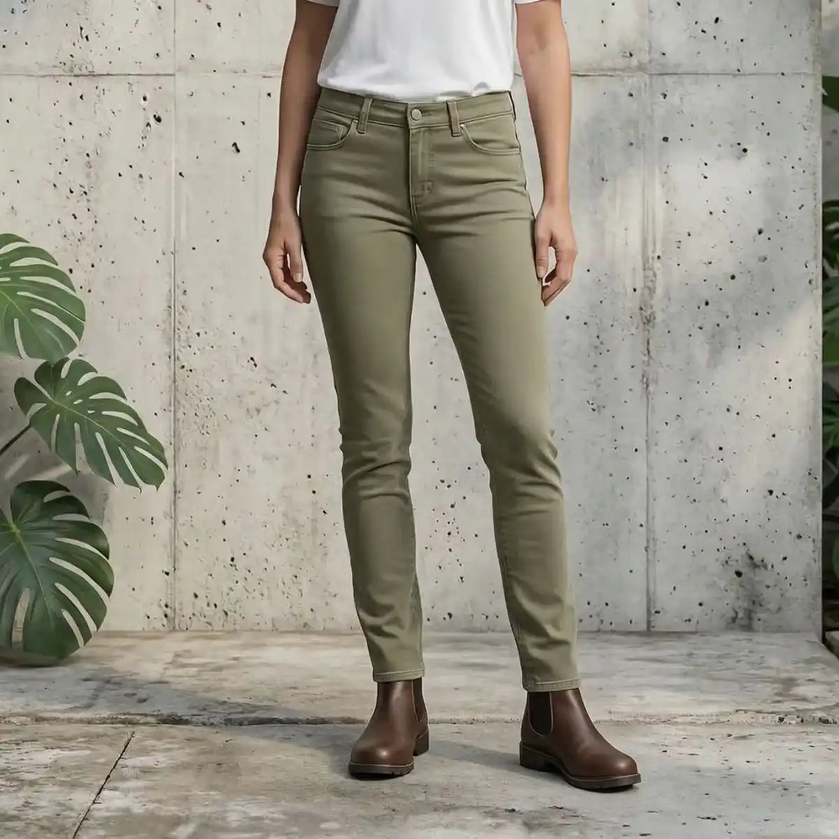 jean pour femme kaki coupe ajusté marque PALABA