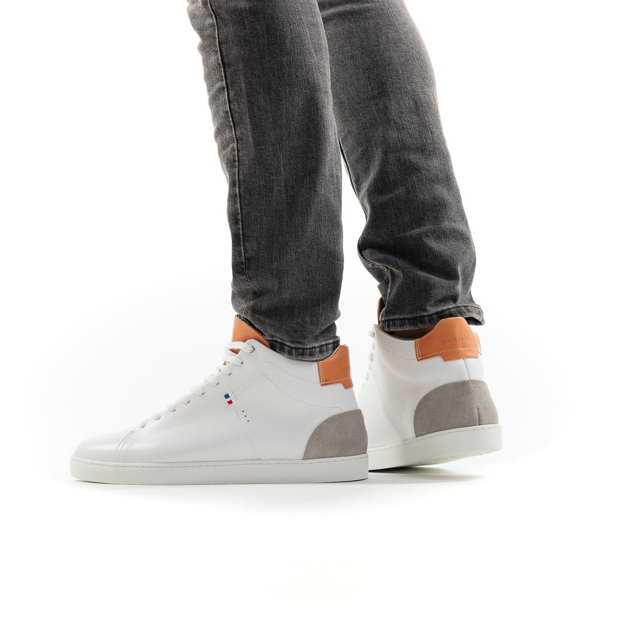 Basket montante pour homme blanche en cuir