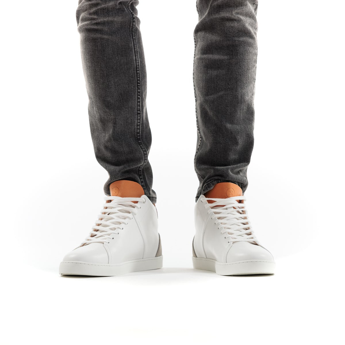 Basket montante pour homme blanche en cuir