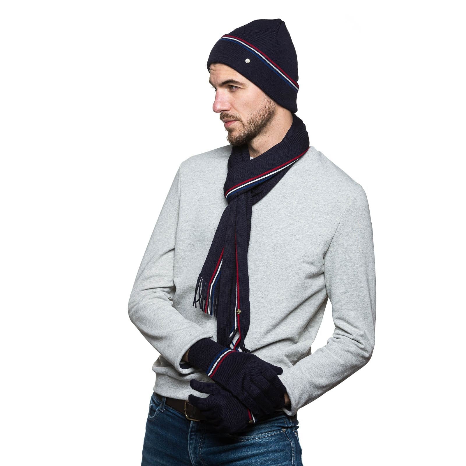 bonnet et écharpe homme en laine et acrylique