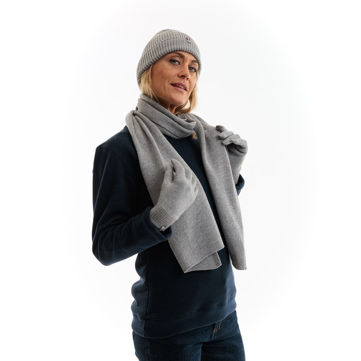 bonnet et écharpe femme en laine mérinos