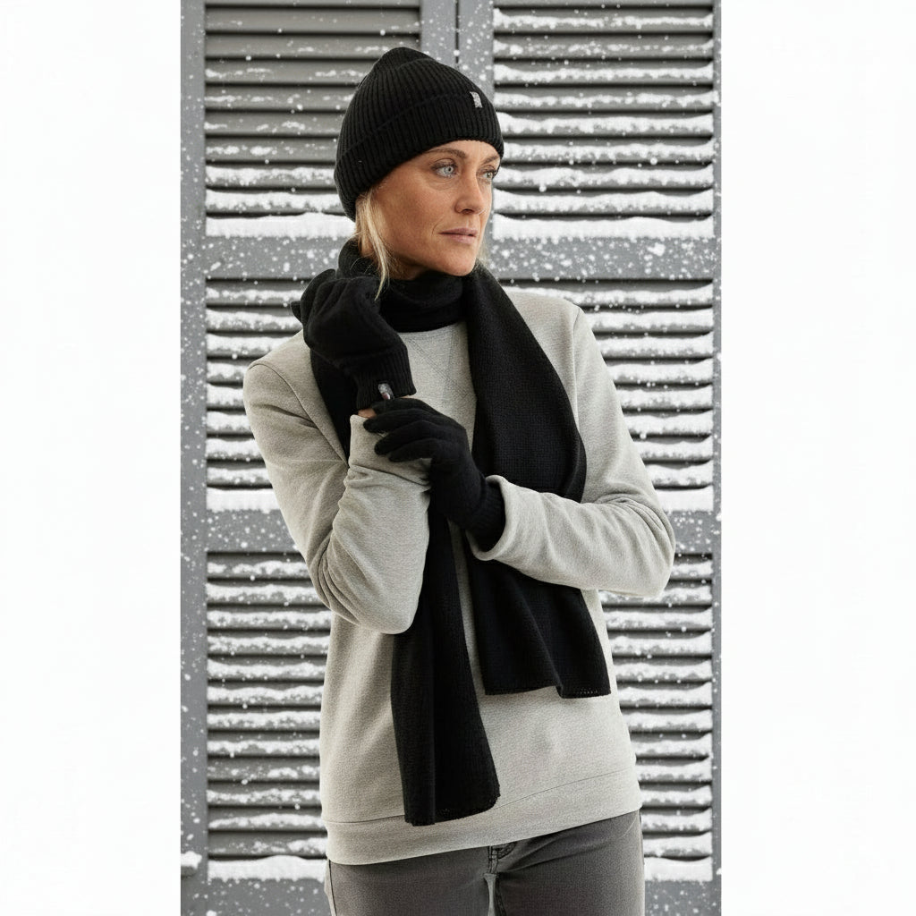 bonnet et écharpe femme en laine mérinos