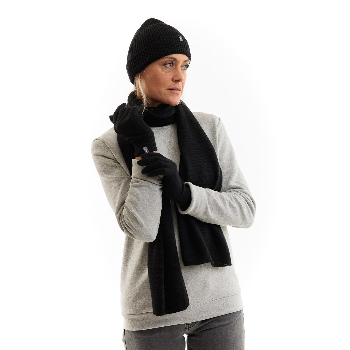 bonnet et écharpe femme en laine mérinos