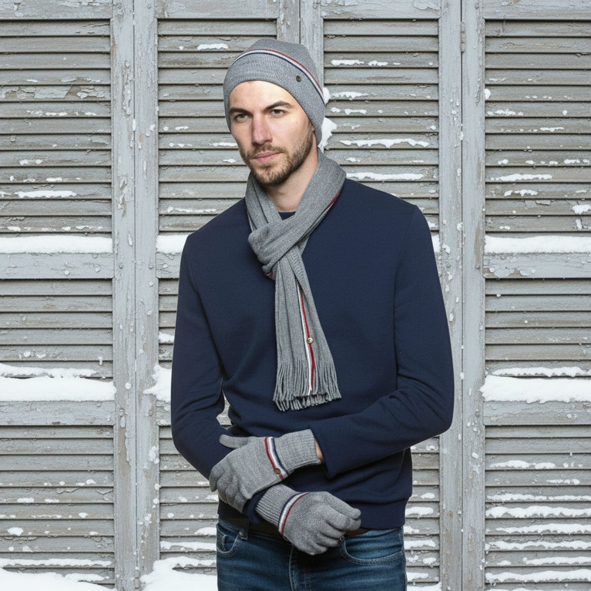 Echarpe homme grise en Laine et acrylique