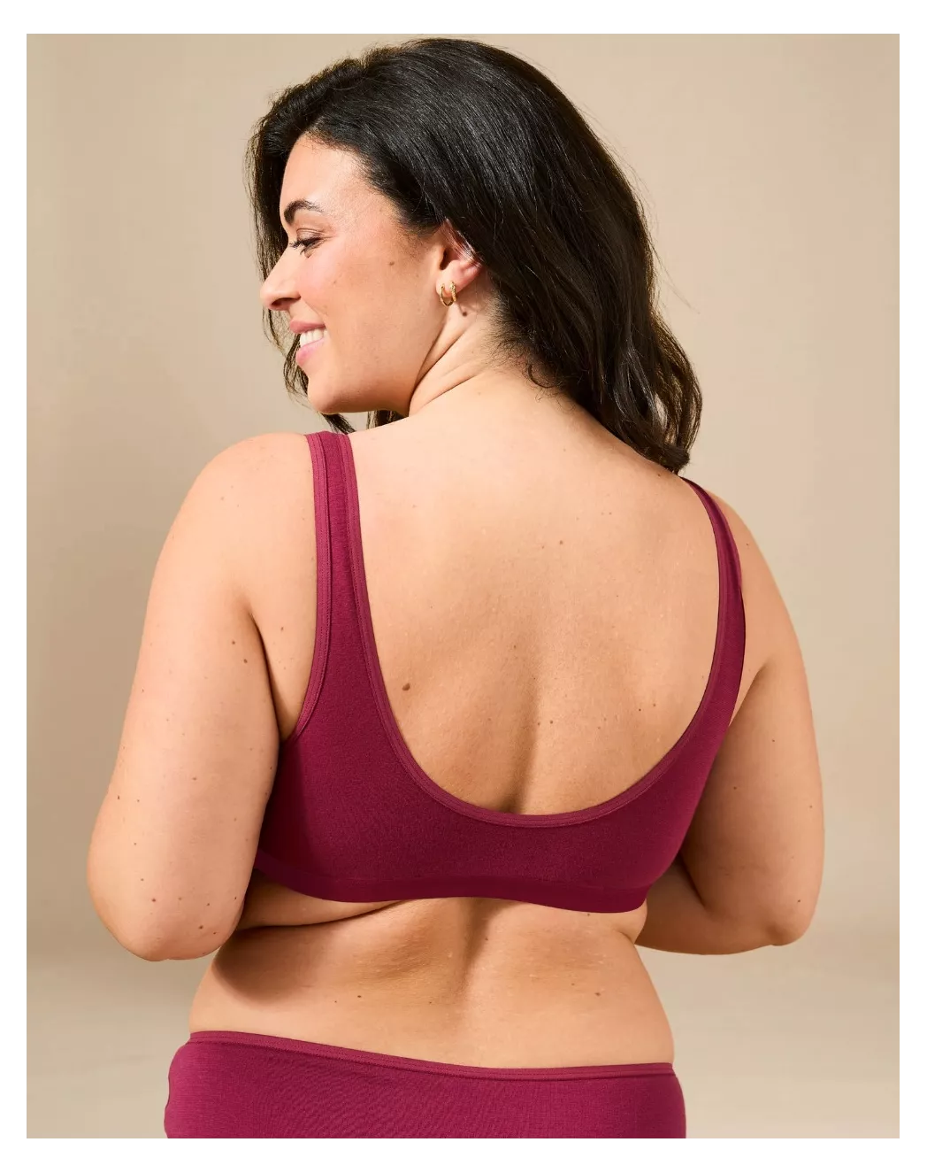 Brassière coton bordeaux à pince
