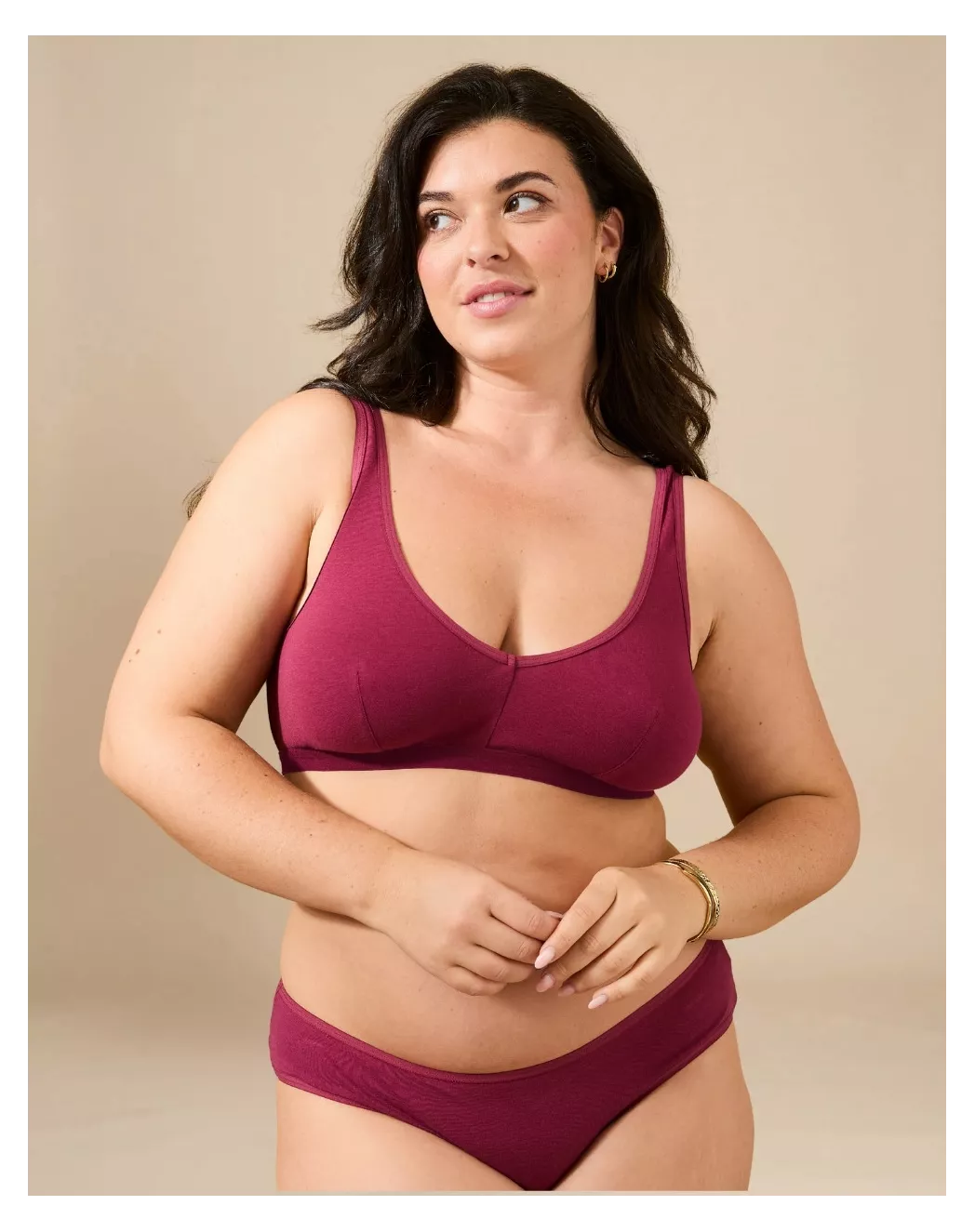 Brassière coton bordeaux à pince