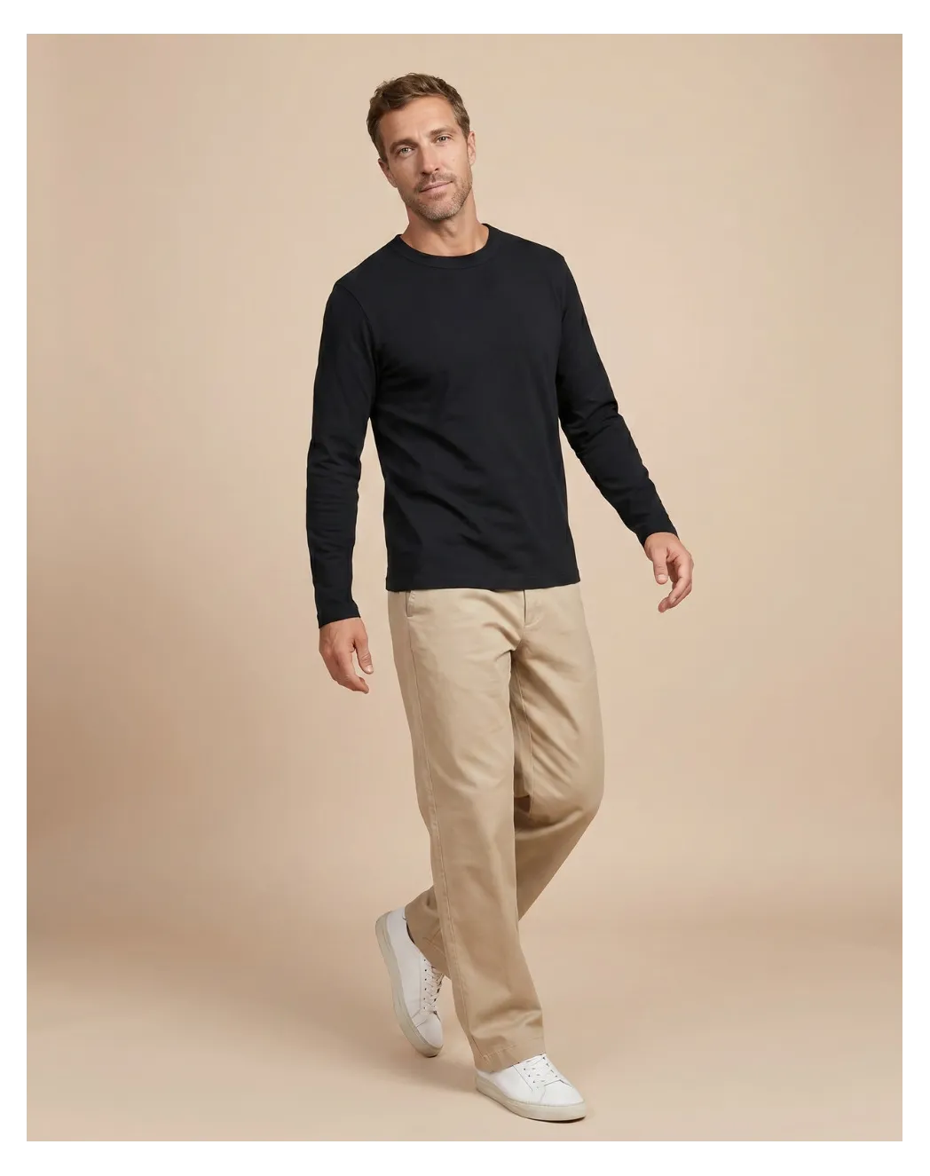 T-shirt manche longue Homme Noir coton bio