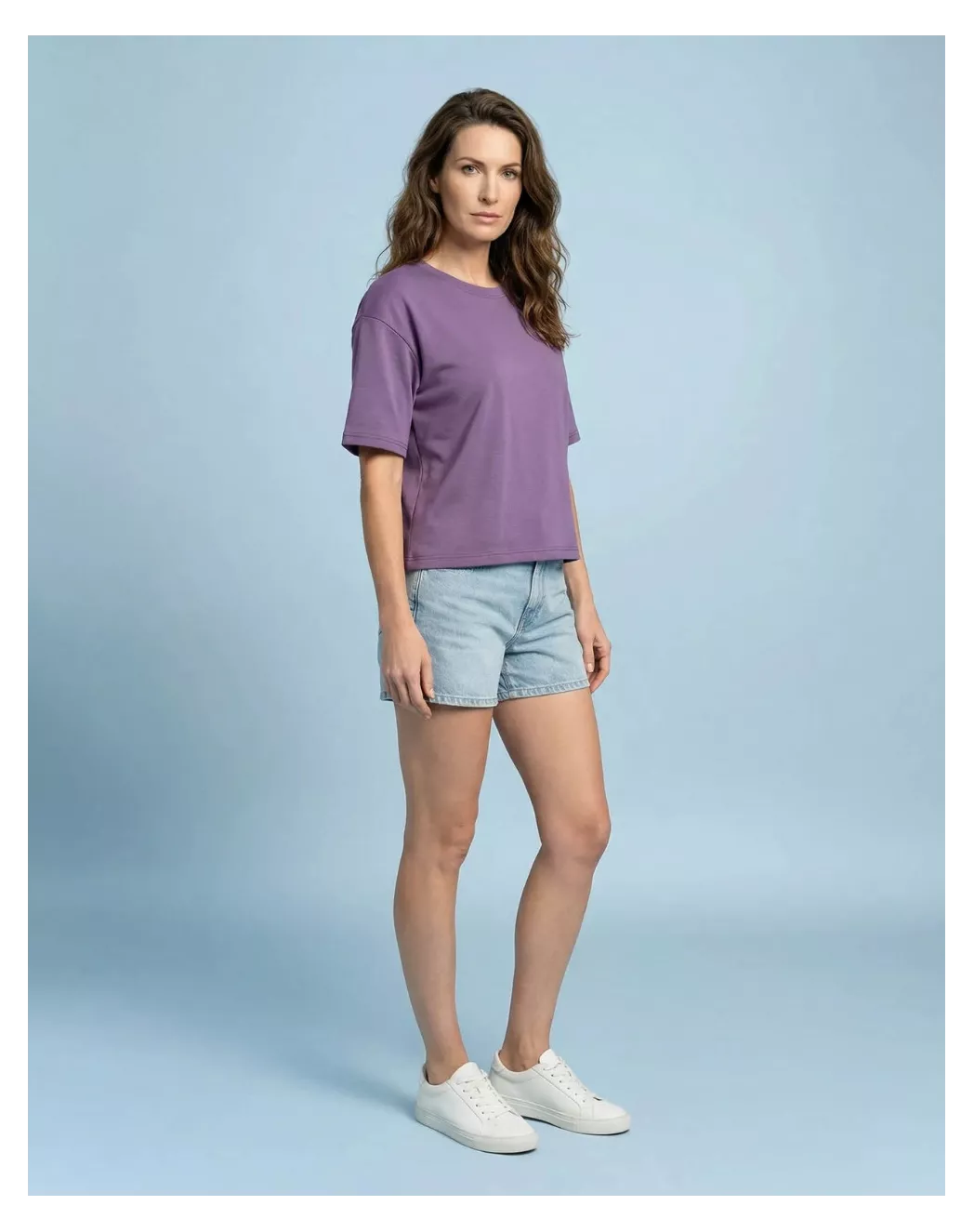T shirt Oversize femme Orange coton violet