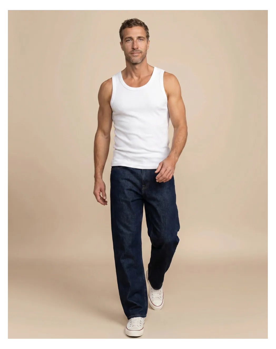 Débardeur Blanc homme côte 2x2