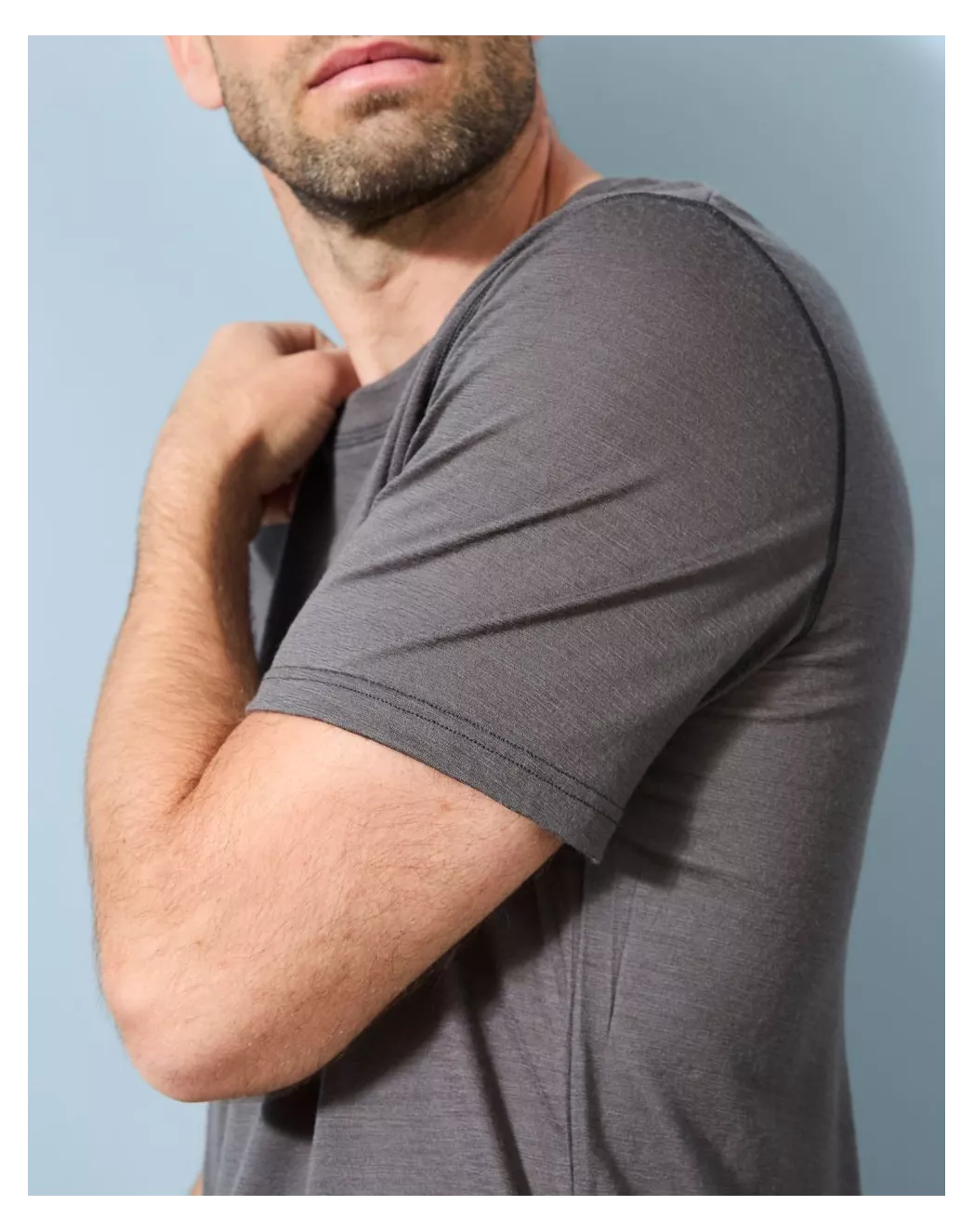T-shirt laine mérinos Homme Gris