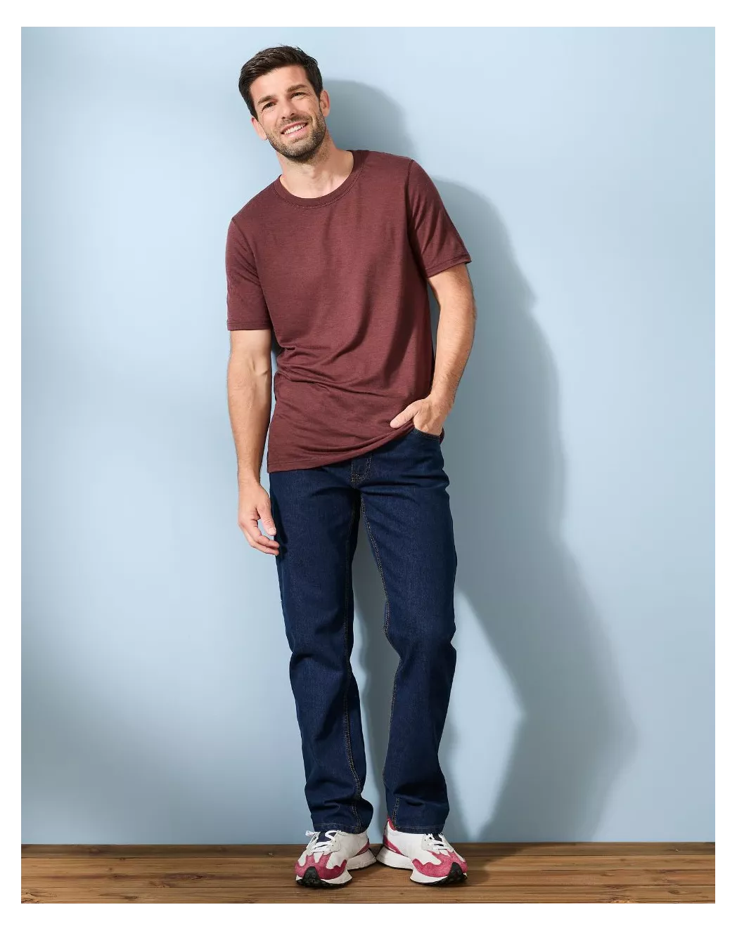 T-shirt laine merinos Homme Marron
