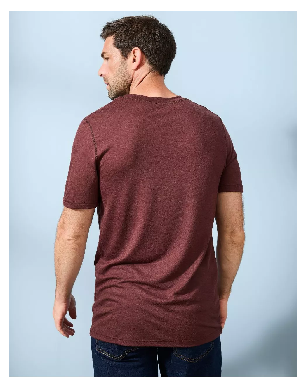 T-shirt laine merinos Homme Marron